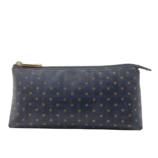 FENDI-Zucca-PVC-Leather-Star-Print-Cosmetic-Pouch-Navy-7N0038