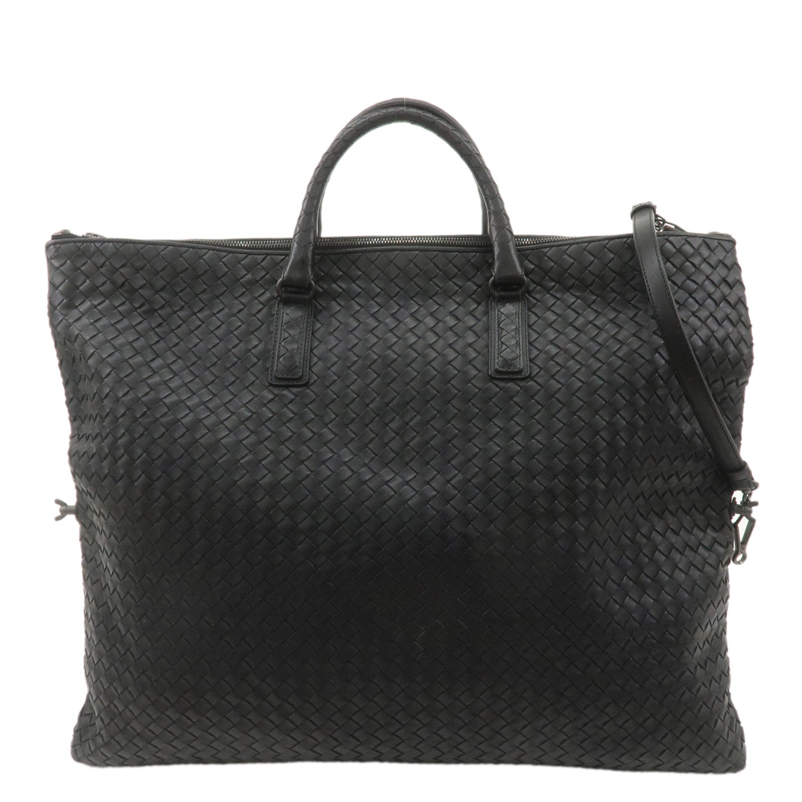 BOTTEGA-VENETA-Intrecciato-Leather-2WAY-Hand-Bag-Black-193785