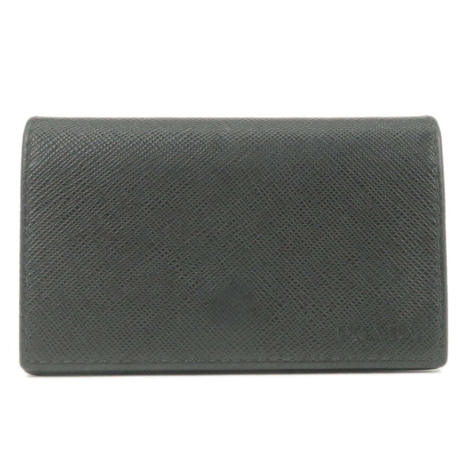 PRADA-Logo-Leather-Card-Case-Card-Holder-NERO-Black