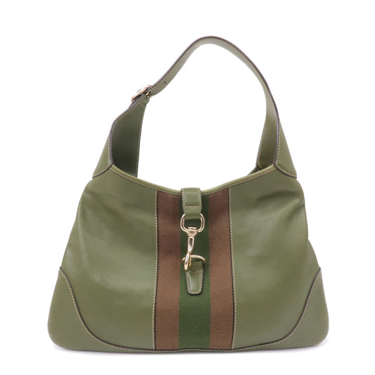 GUCCI-Sherry-Leather-Shoulder-Bag-Hand-Bag-Green-153029