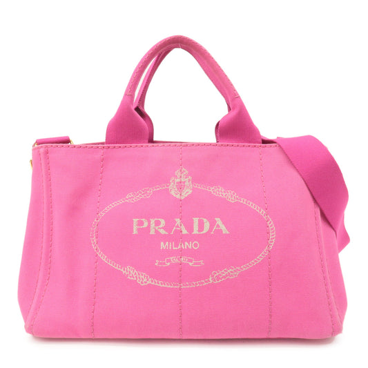 PRADA-Logo-Canapa-Canvas-2Way-Bag-Tote-Bag-Pink-B1877G