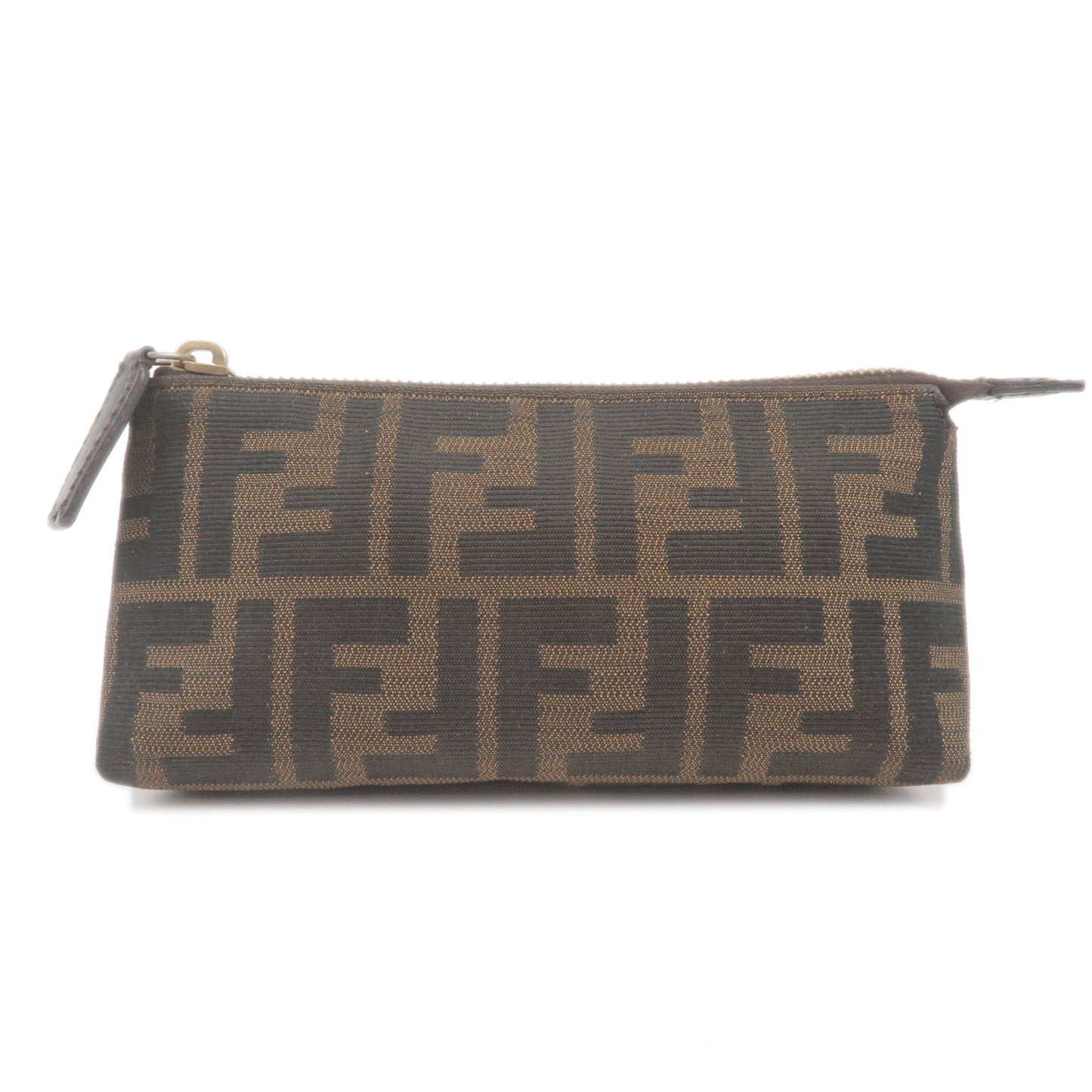 FENDI-Zucca-Canvas-Leather-Pouch-Mini-Bag-Khaki-Brown-7N0037