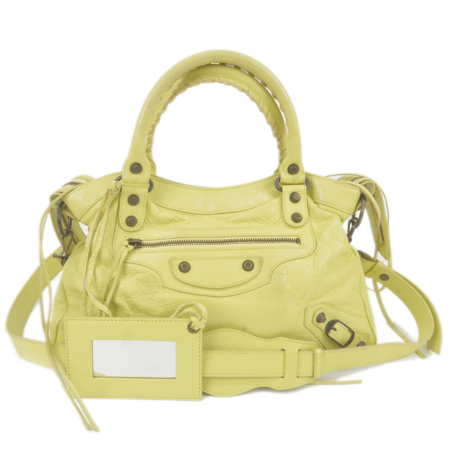 BALENCIAGA-The-Town-Leather-2Way-Hand-Bag-Yellow-240579