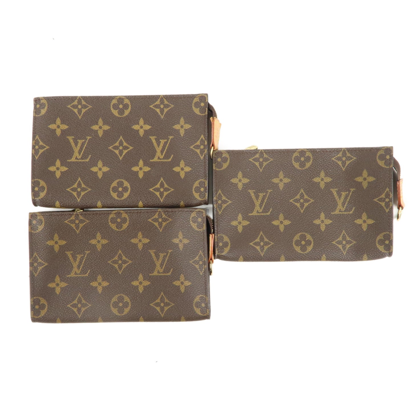 Louis Vuitton Monogram Set of 3 Pouch for Bucket PM Brown