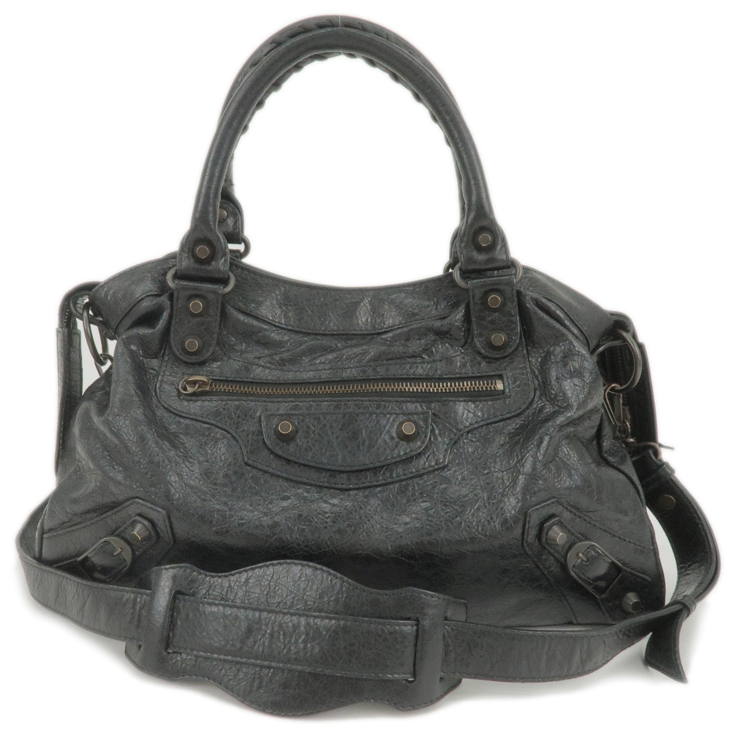 BALENCIAGA-The-Town-Leather-2Way-Hand-Bag-Black-240579