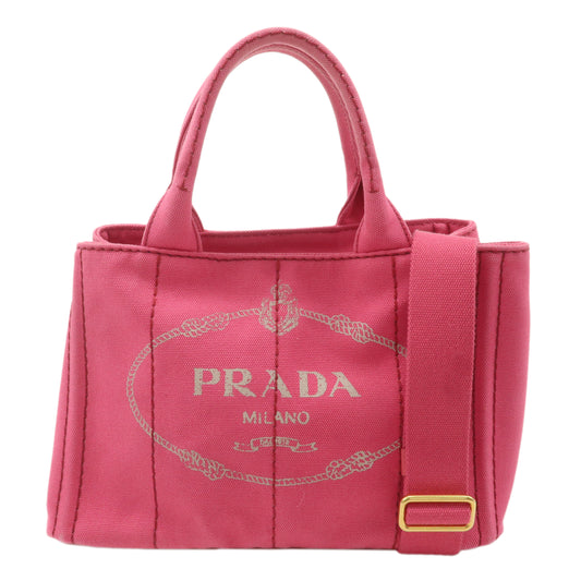 PRADA-Canapa-Mini-Canvas-2Way-Bag-Hand-Bag-Pink-B2439G