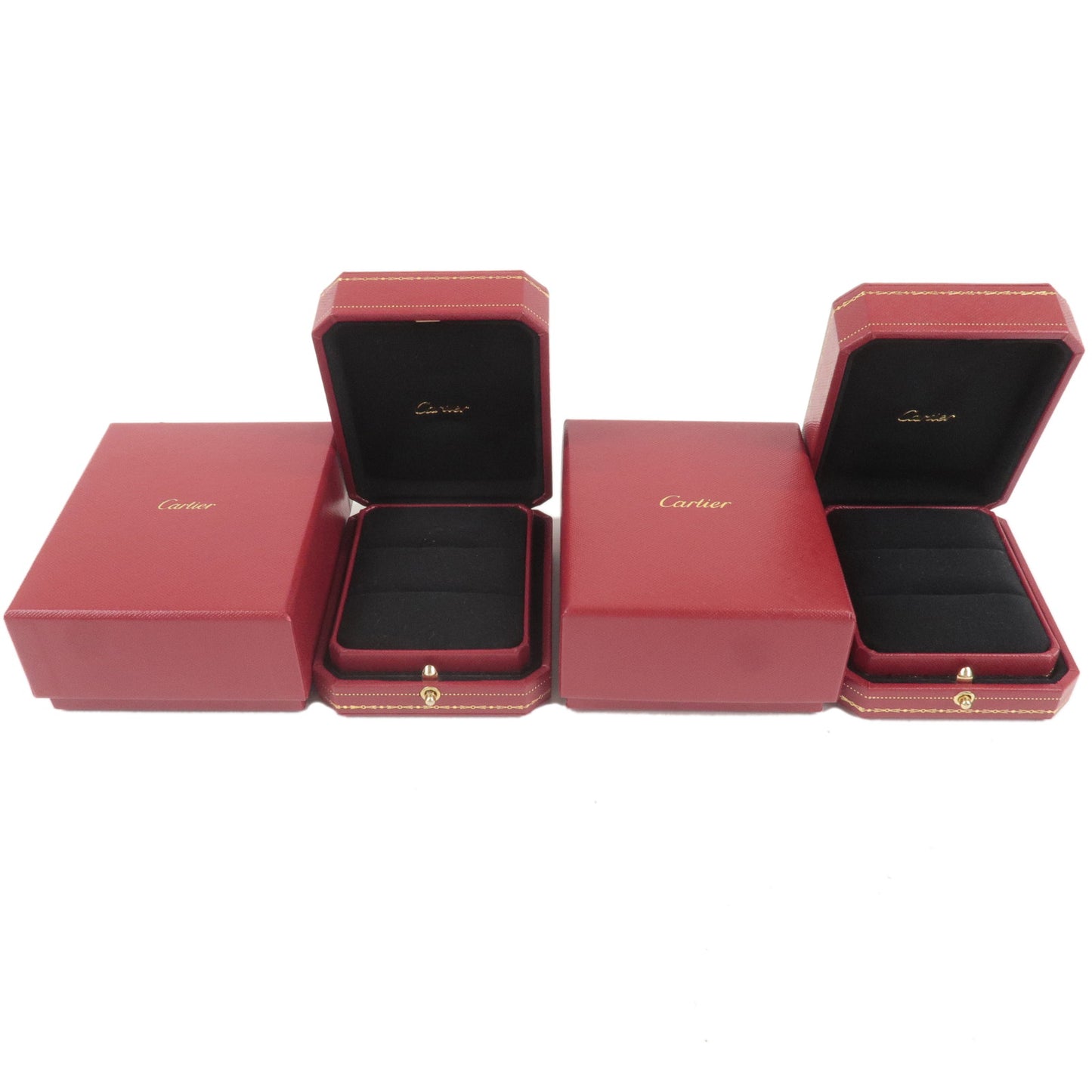 Cartier Set of 2 Pair Ring Box Jewelry Box For Pair Rings Red