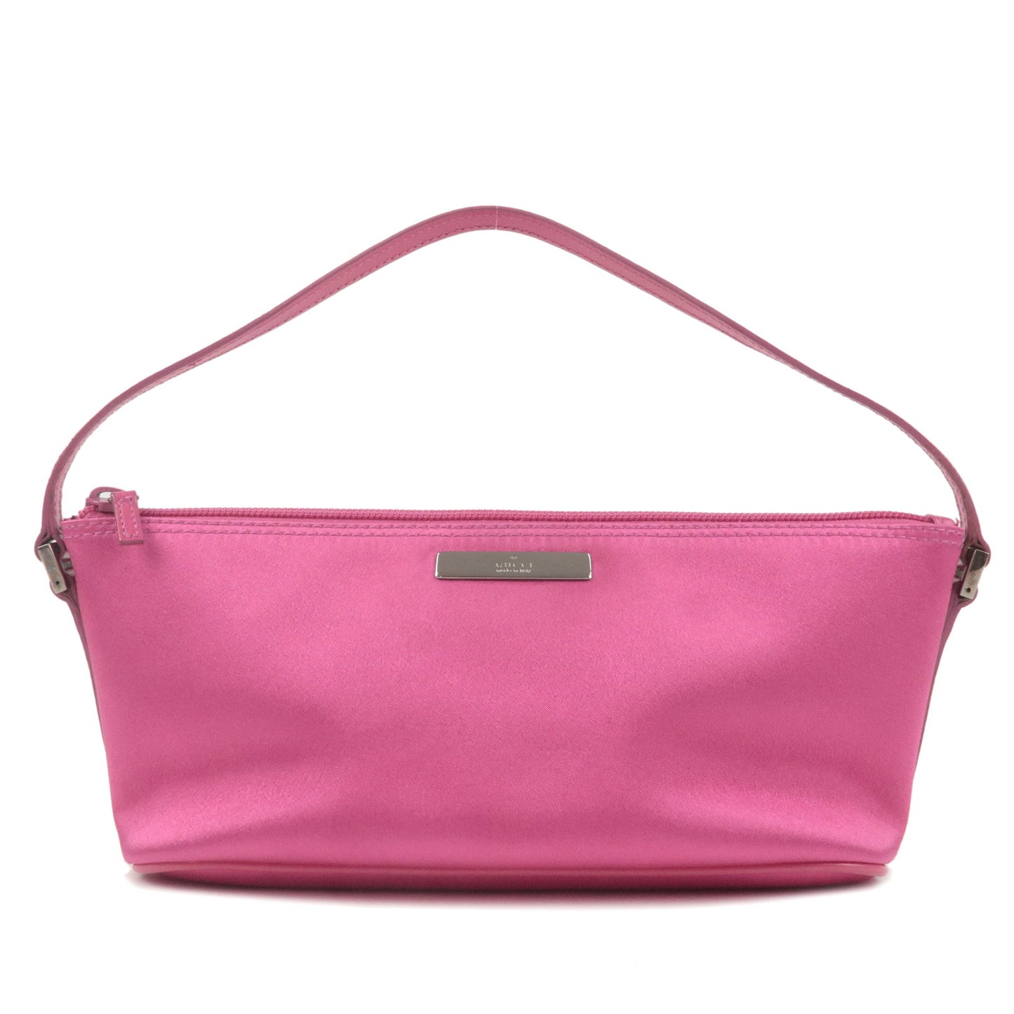 GUCCI Boat Bag Satin Leather Pouch Hand Bag Pink 039.1103