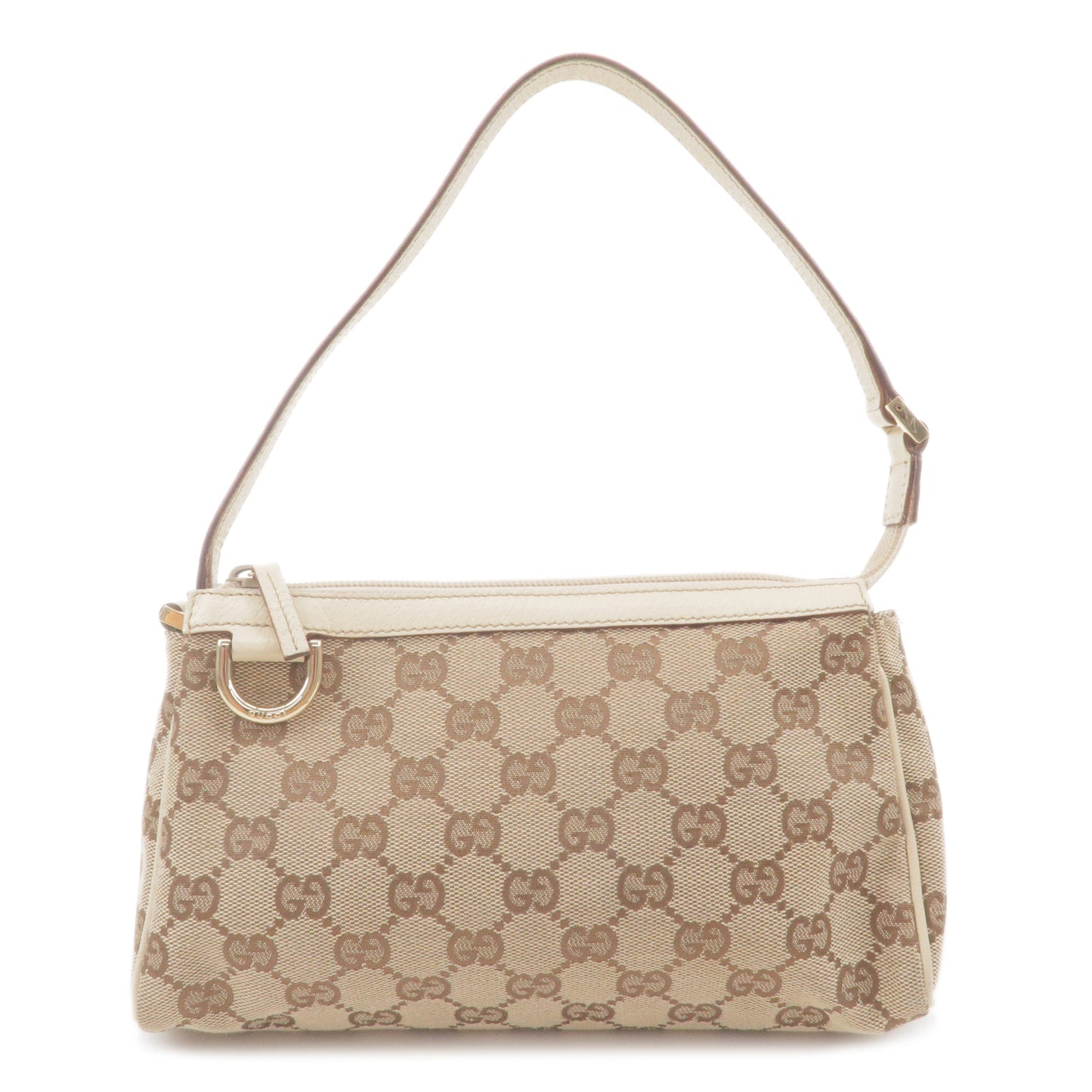 GUCCI-Abbey-GG-Canvas-Leather-Bag-Pouch-Beige-White-145750