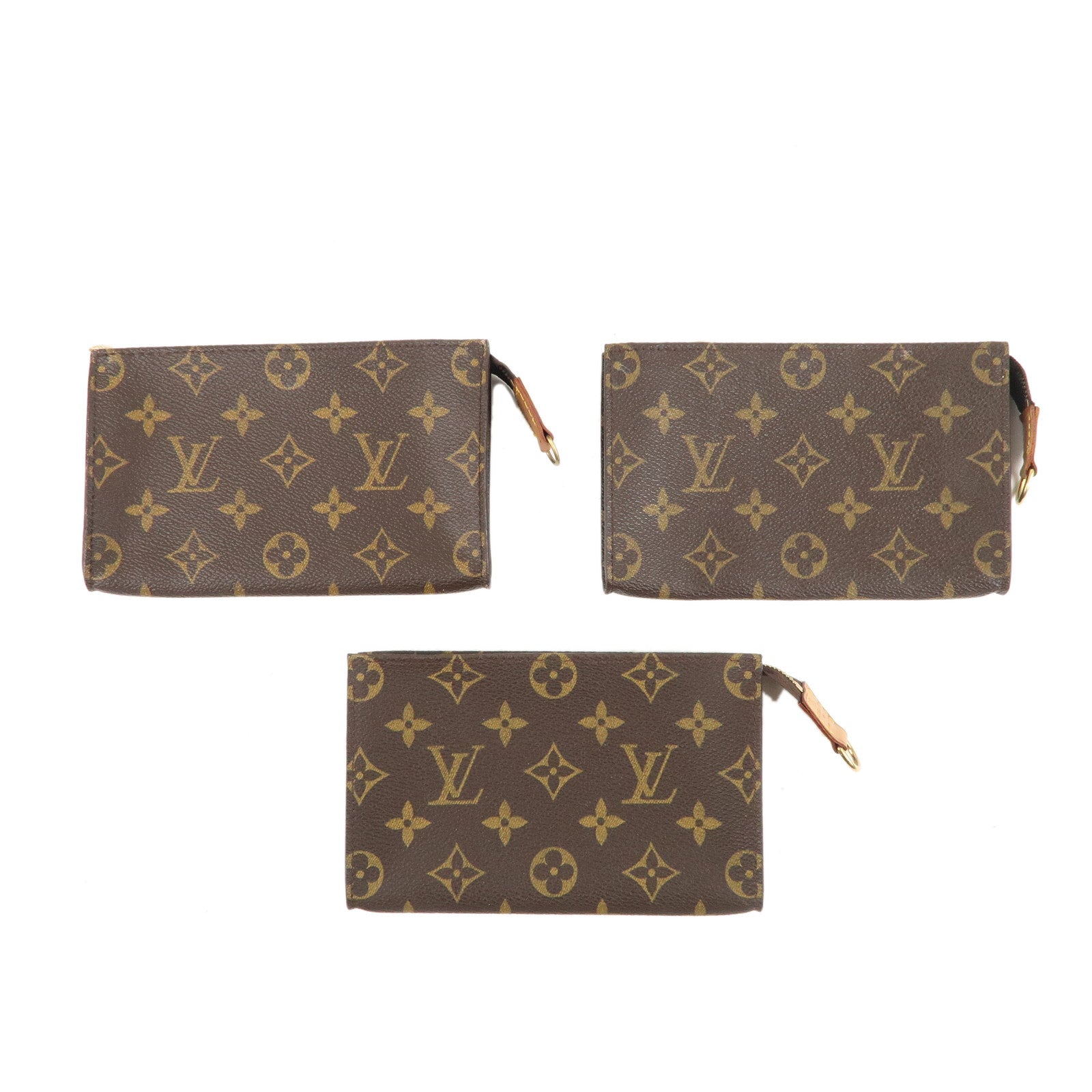 Louis vuitton Set of 3 Monogram Bucket PM Pouch Brown