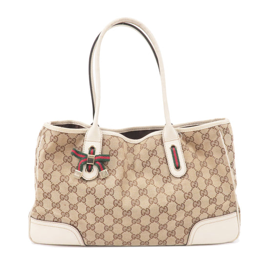 GUCCI-Sherry-Princy-GG-Canvas-Leather-Tote-Bag-Beige-Ivory-163805
