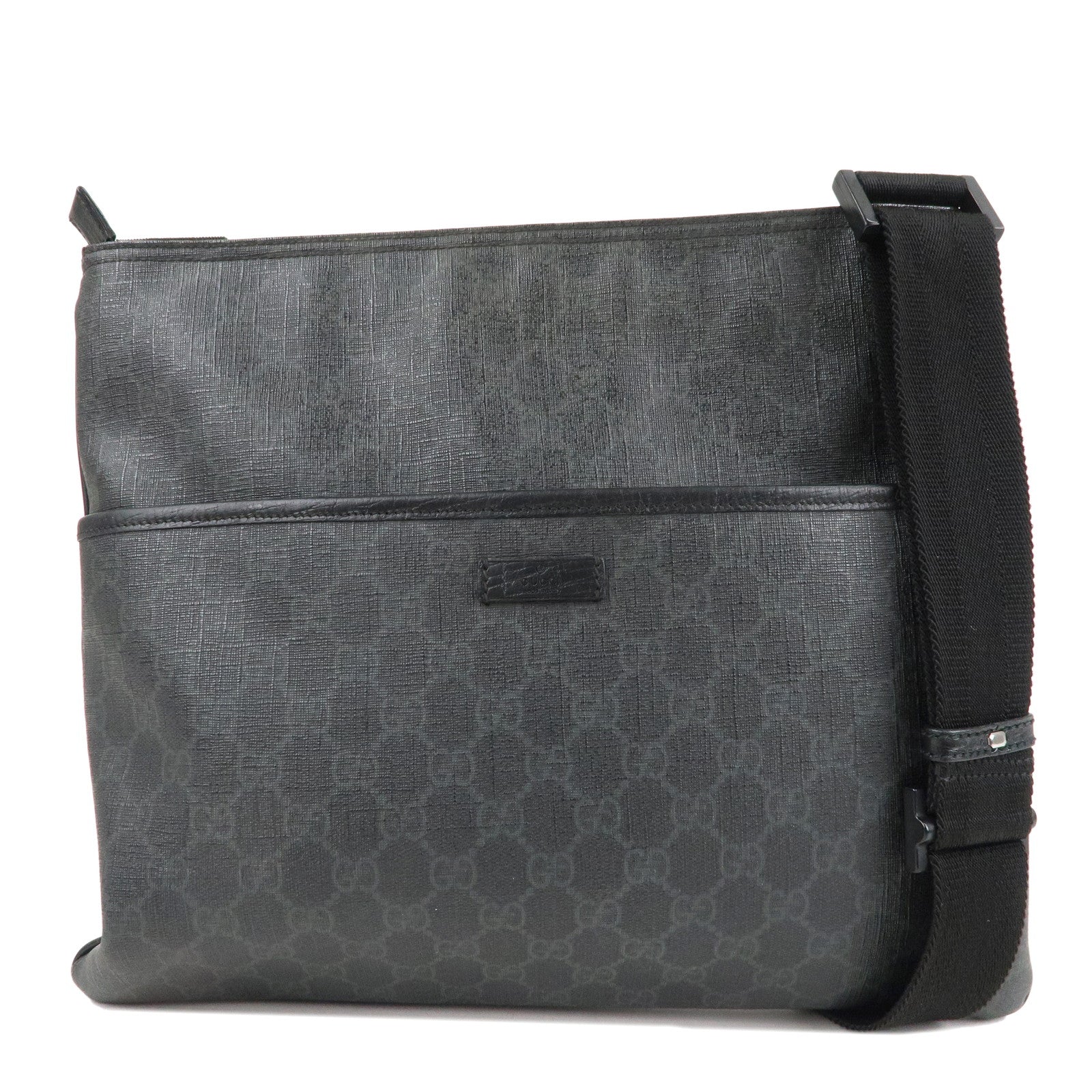 GUCCI-GG-Supreme-Leather-Shoulder-Bag-Black-162904 – dct