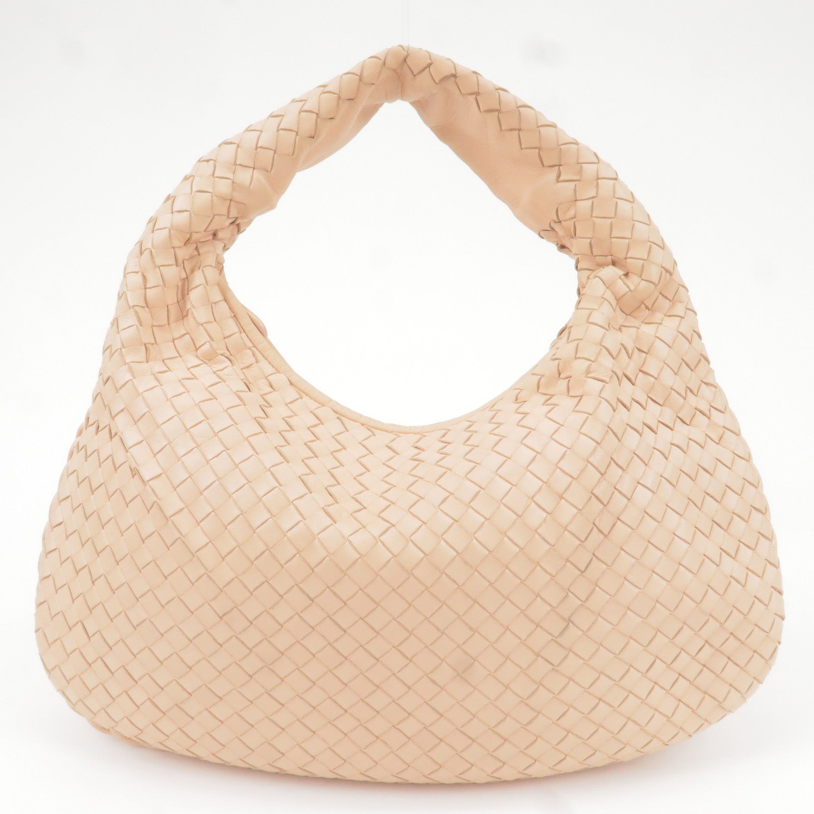 Bottega Veneta Vintage Beige Intrecciato Leather Shoulder Bag