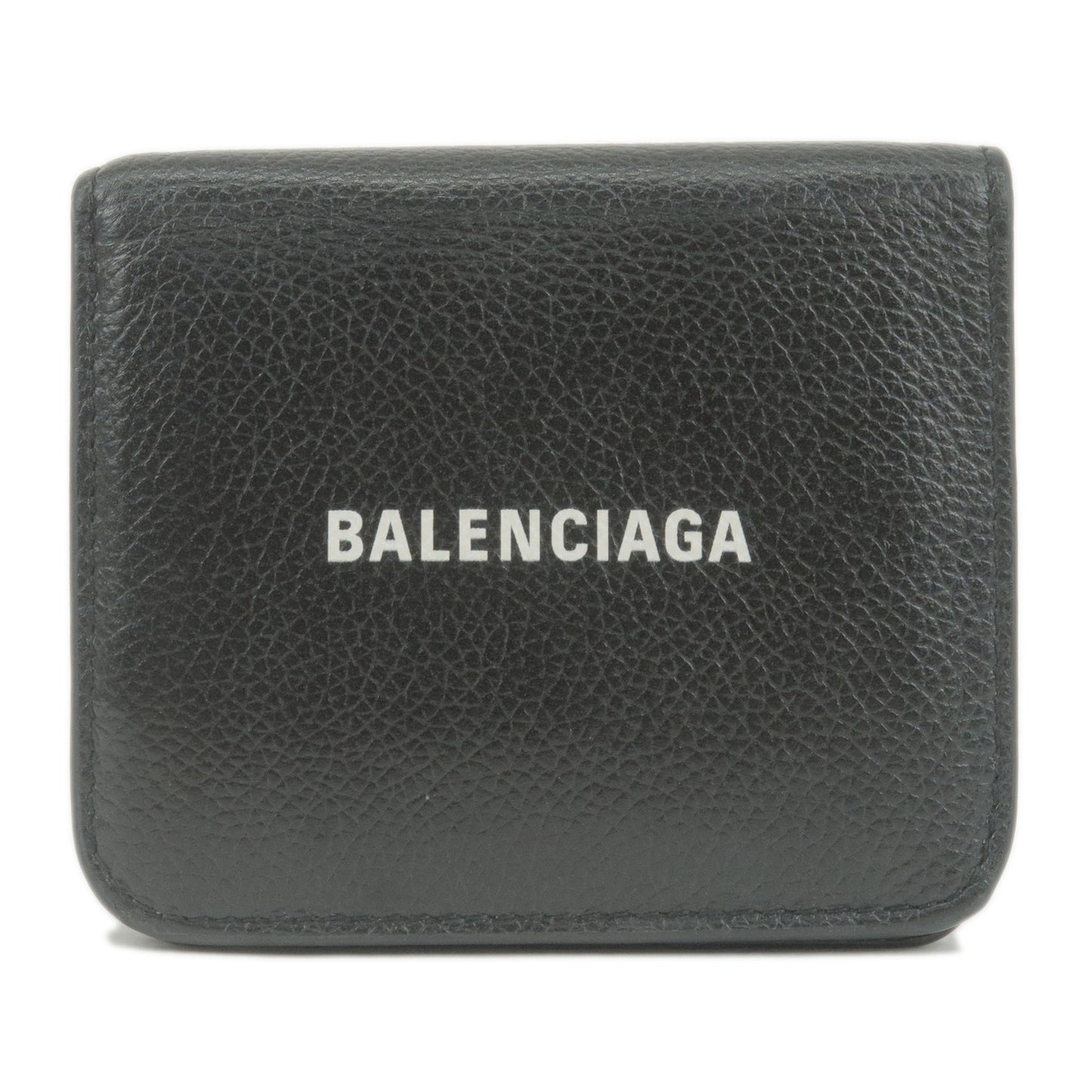 BALENCIAGA-Leather-Cash-Bi-Fold-Mini-Wallet-Black-594216