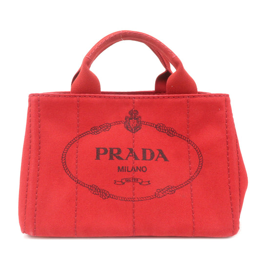 PRADA-Canapa-Mini-Canvas-Hand-Bag-Tote-Bag-Red-BN2439
