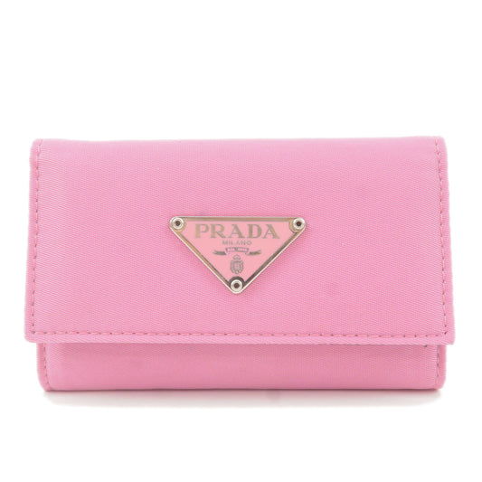 PRADA-Logo-Leather-6-Key-Rings-Key-Case-Key-Holder-Pink-M222
