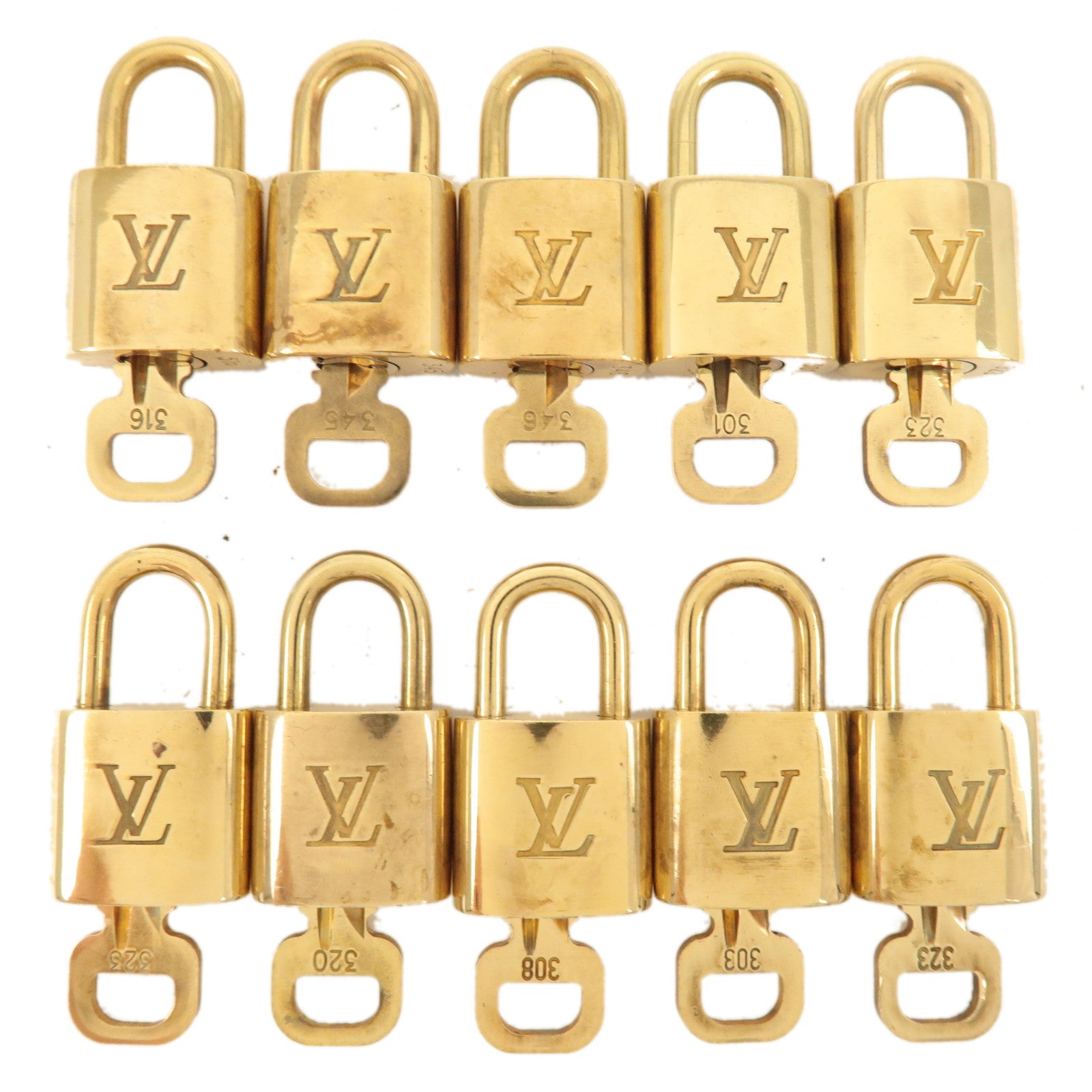 Louis-Vuitton-Set-of-10-Lock-&-Key-Cadena-Key-Lock