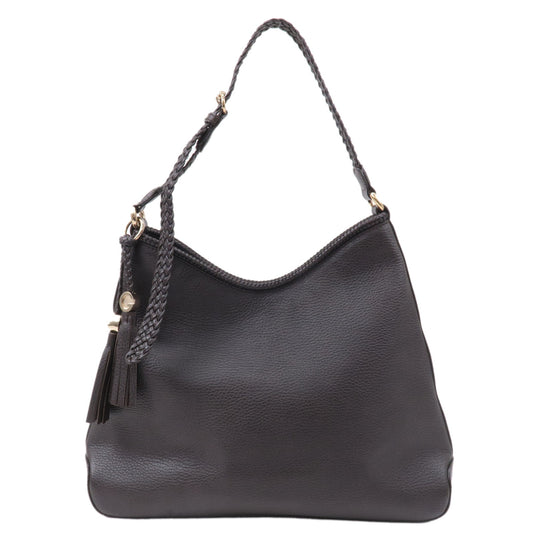 GUCCI-Leather-Shoulder-Bag-Hand-Bag-Dark-Brown-336659