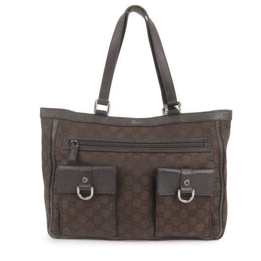 GUCCI-GG-Canvas-Leather-Tote-Bag-Shoulder-Bag-Dark-Brown-268639-