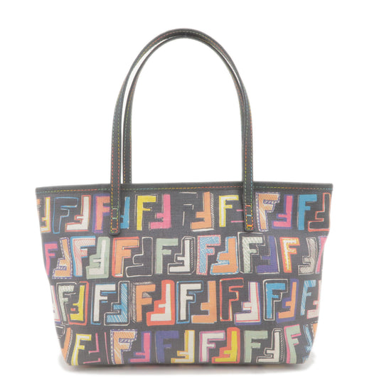 FENDI-Zucca-Logo-Print-PVC-Tote-Bag-Multi-Color-Black-8BH223