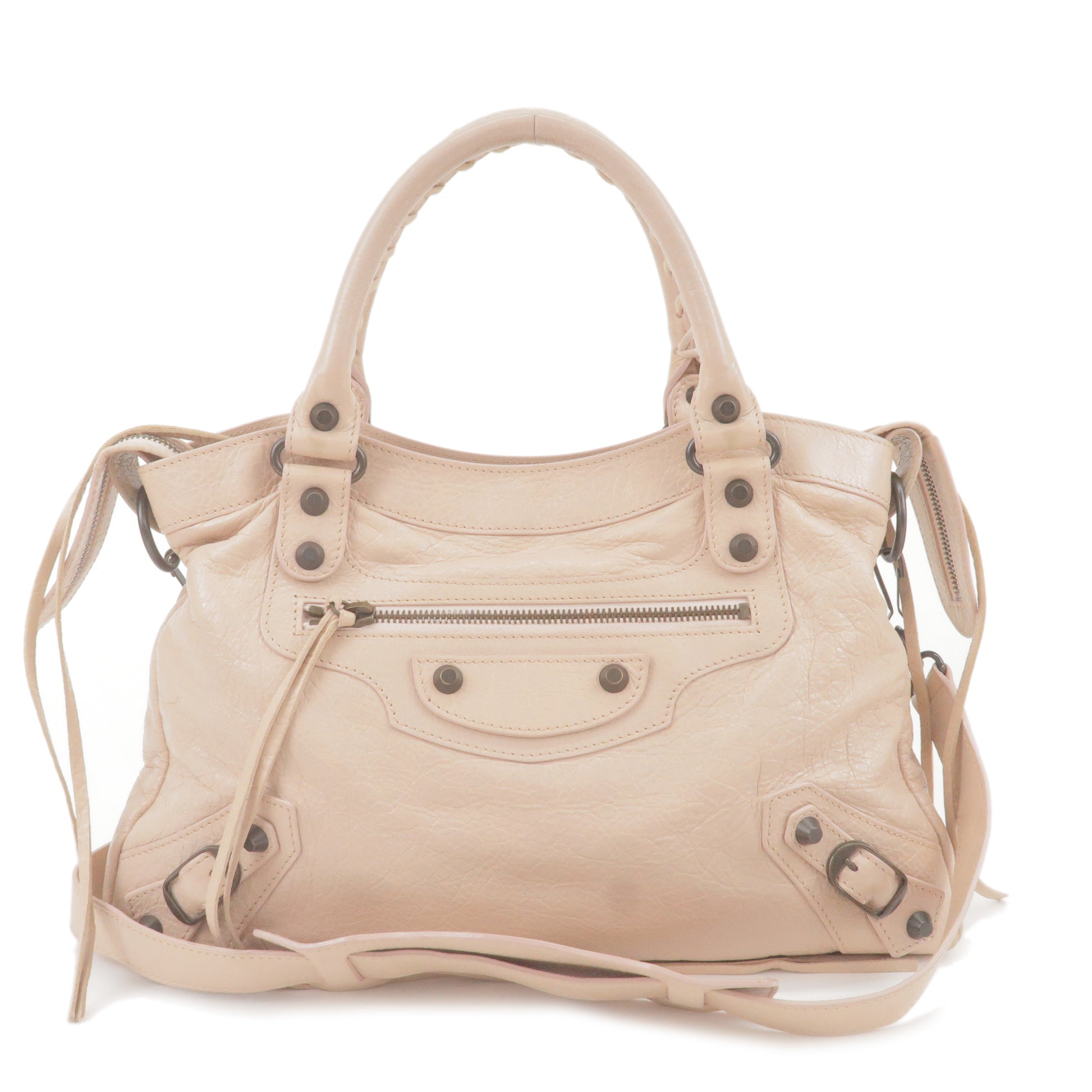 BALENCIAGA-The-Town-Leather-2Way-Hand-Bag-Pink-Beige-240579