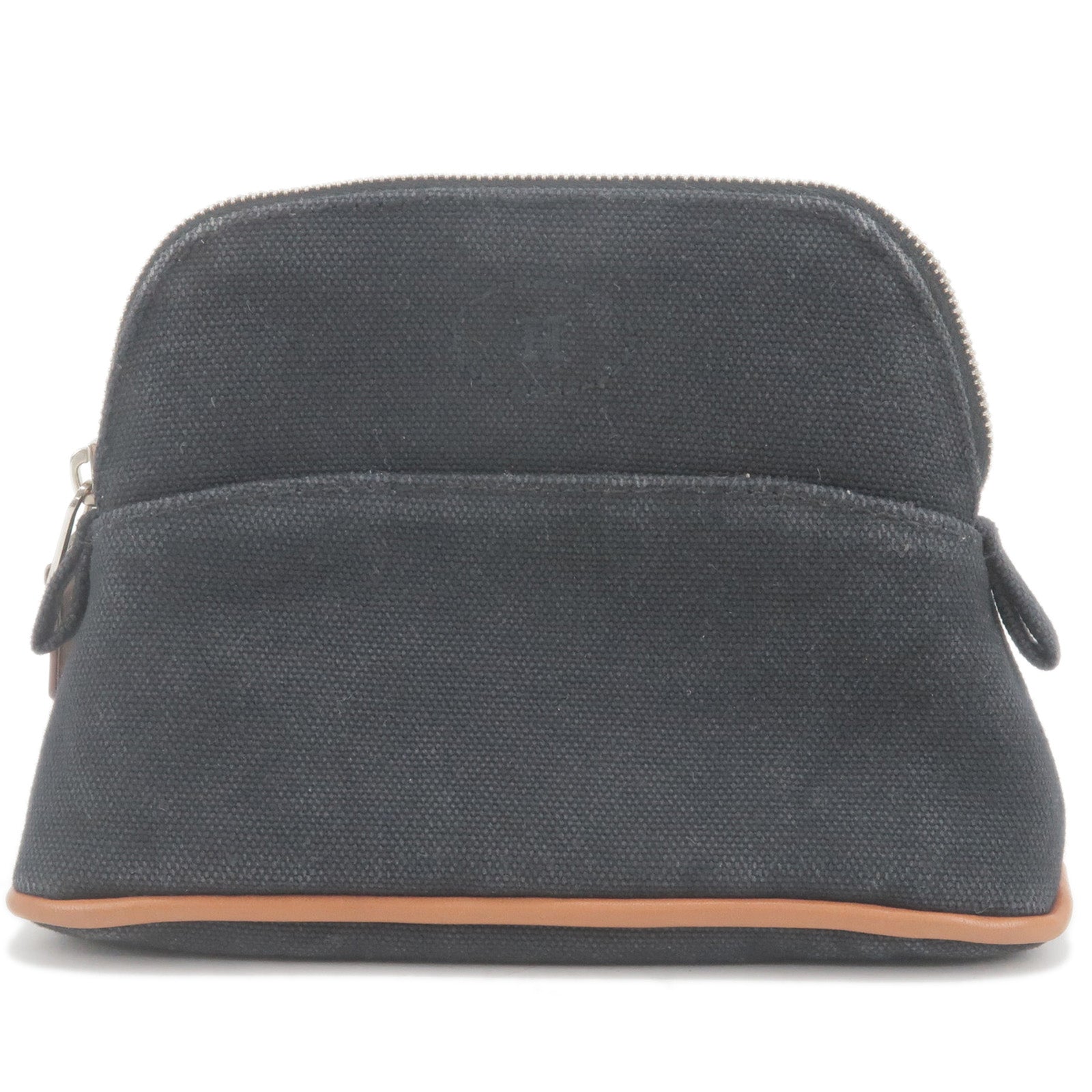 HERMES-Bolide-Pouch-Canvas-Leather-Mini-Cosmetics-Bag-Black