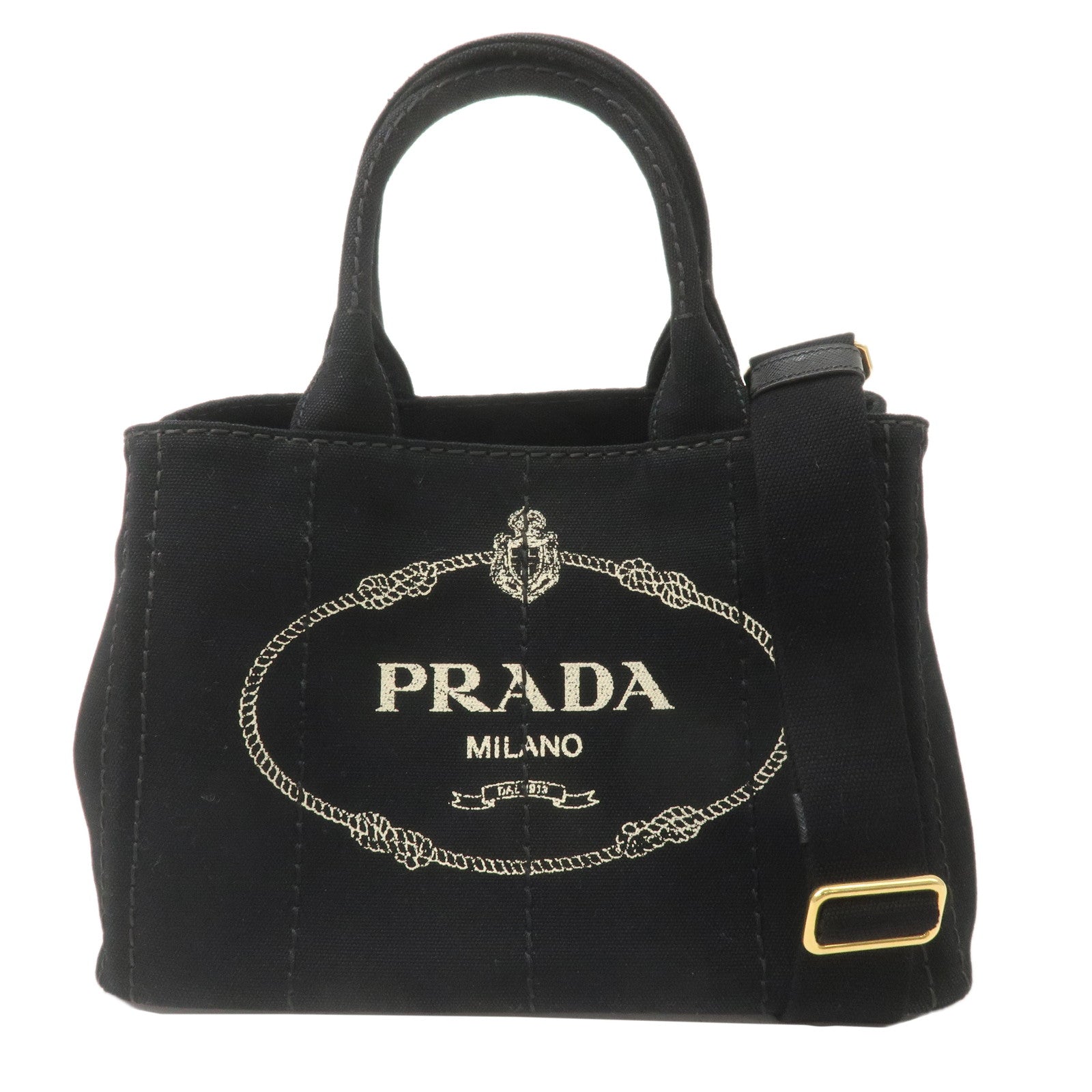 PRADA-Canapa-Mini-Canvas-2Way-Hand-Bag-Black-1BG439