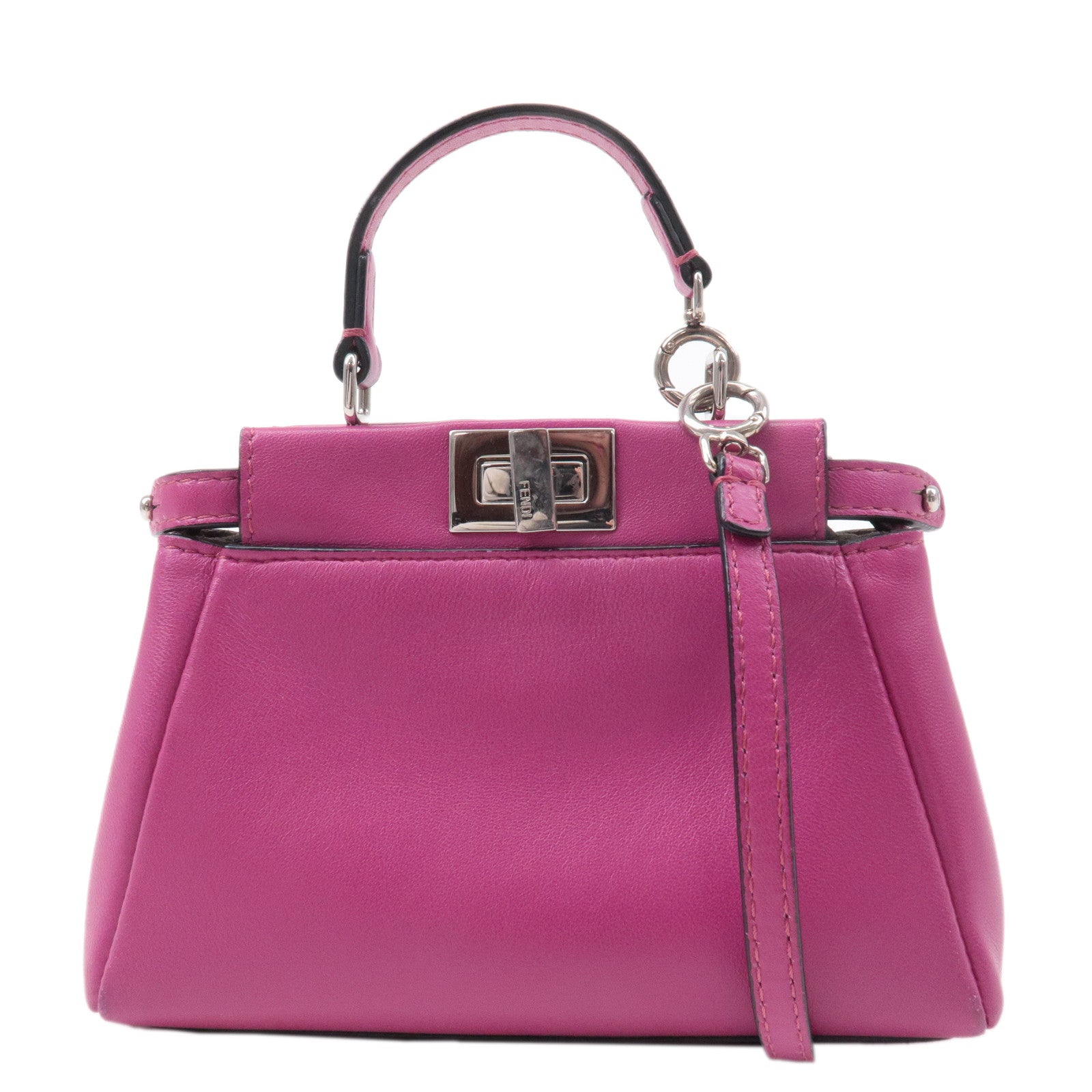 FENDI-Leather-Micro-Peekaboo-2Way-Bag-Hand-Bag-Pink-8M0355