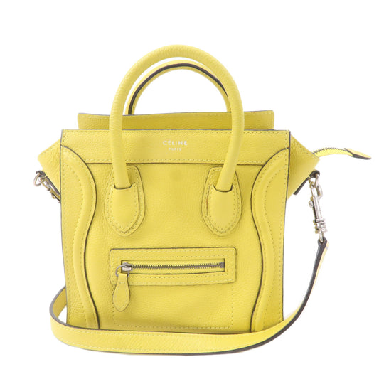 CELINE-Leather-Luggage-Nano-Shopper-2Way-Bag-Yellow-168243