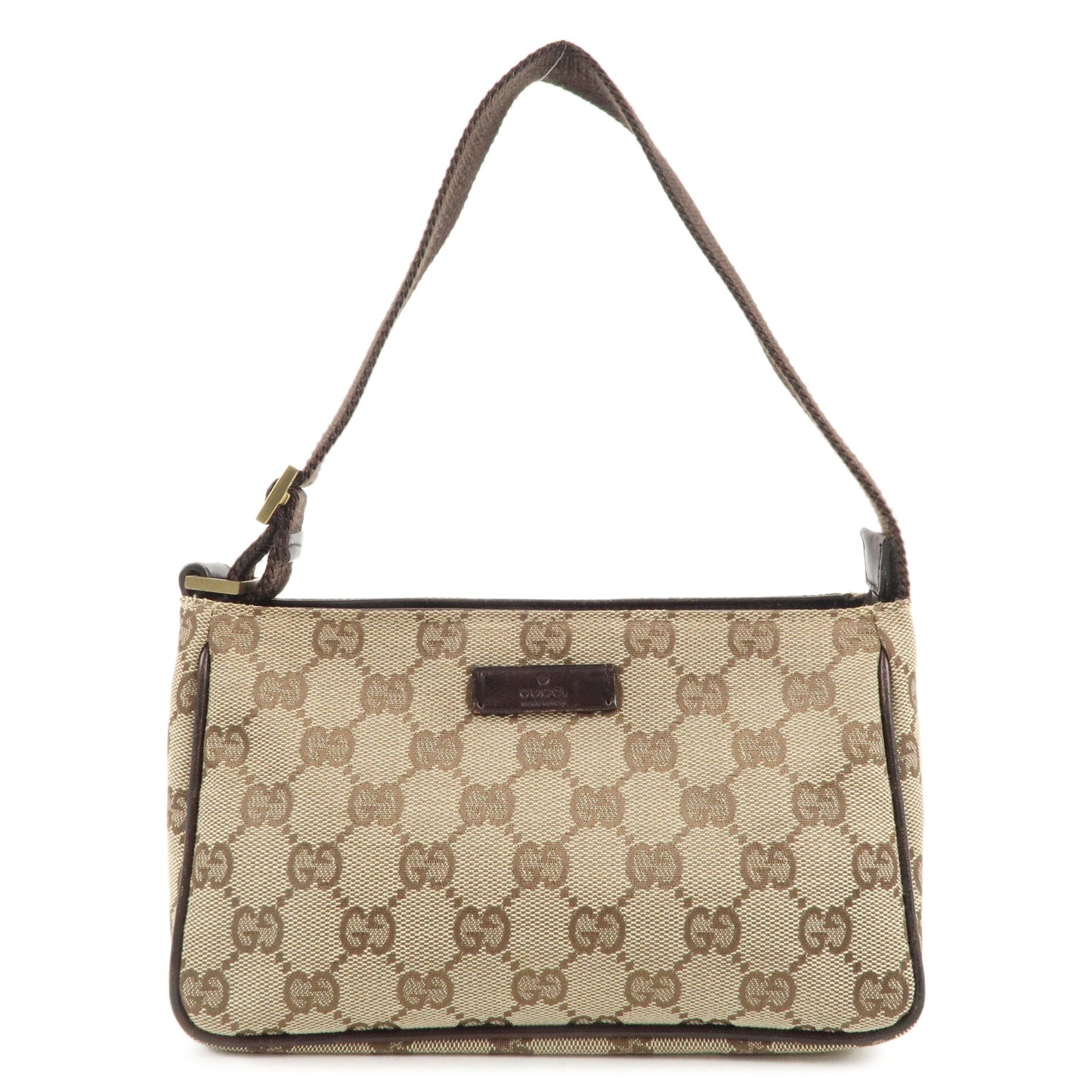 GUCCI GG Canvas Leather Hand Bag Beige Brown 106644