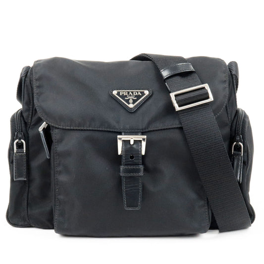 PRADA-Logo-Nylon-Leather-Shoulder-Bag-Crossbody-Bag-Black-BT0501
