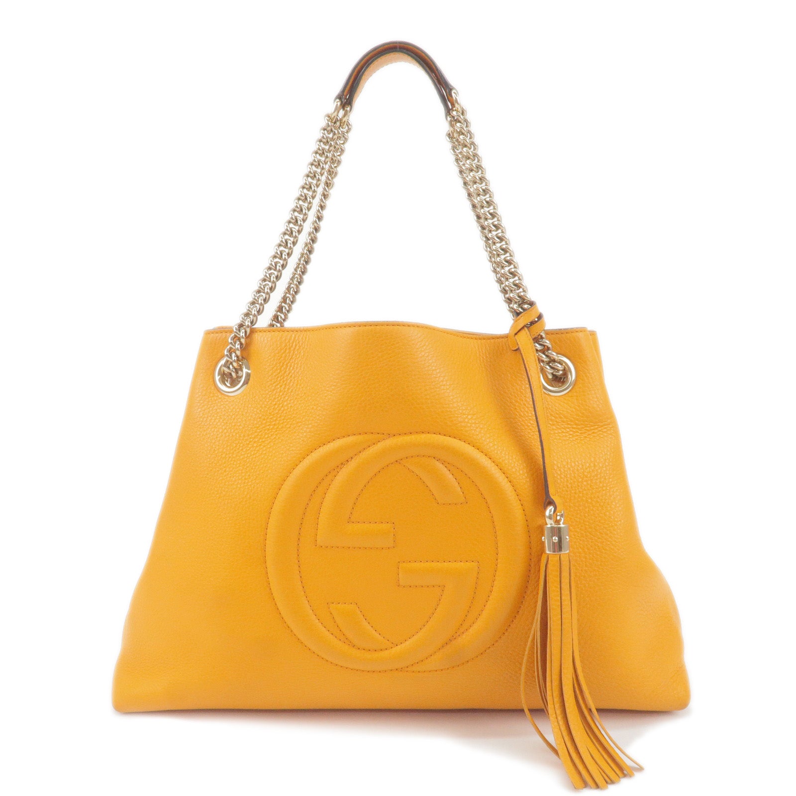 GUCCI-SOHO-Leather-Chain-Shoulder-Bag-Orange-308982