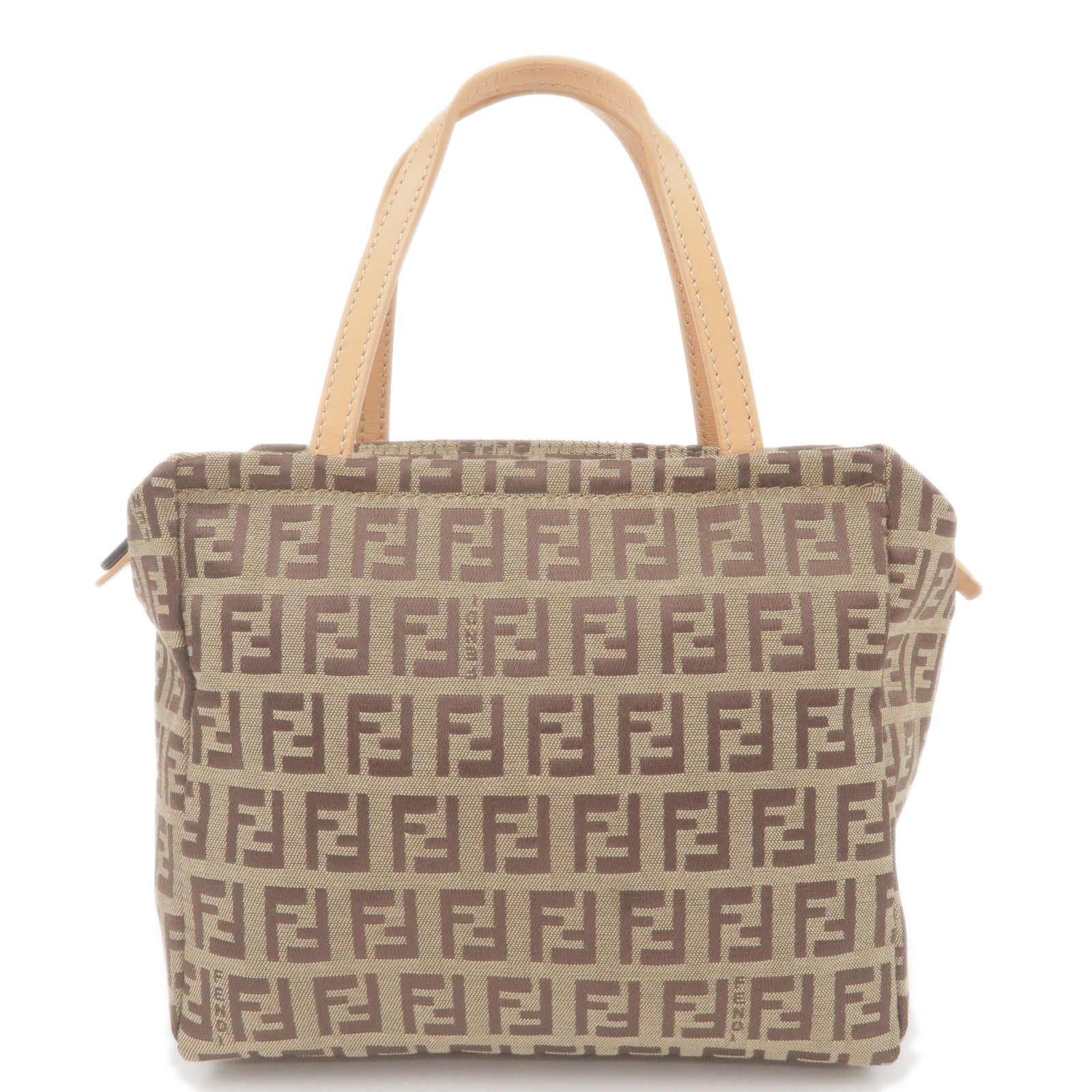 Used] FENDI FENDI Zucca FF pattern pochette shoulder bag PVC / leather  ladies beige x green system ref.505937 - Joli Closet