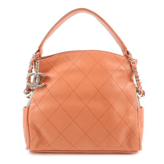 CHANEL-Coco-Mark-Leather-Shoulder-Bag-Hand-Bag-Coral-Pink