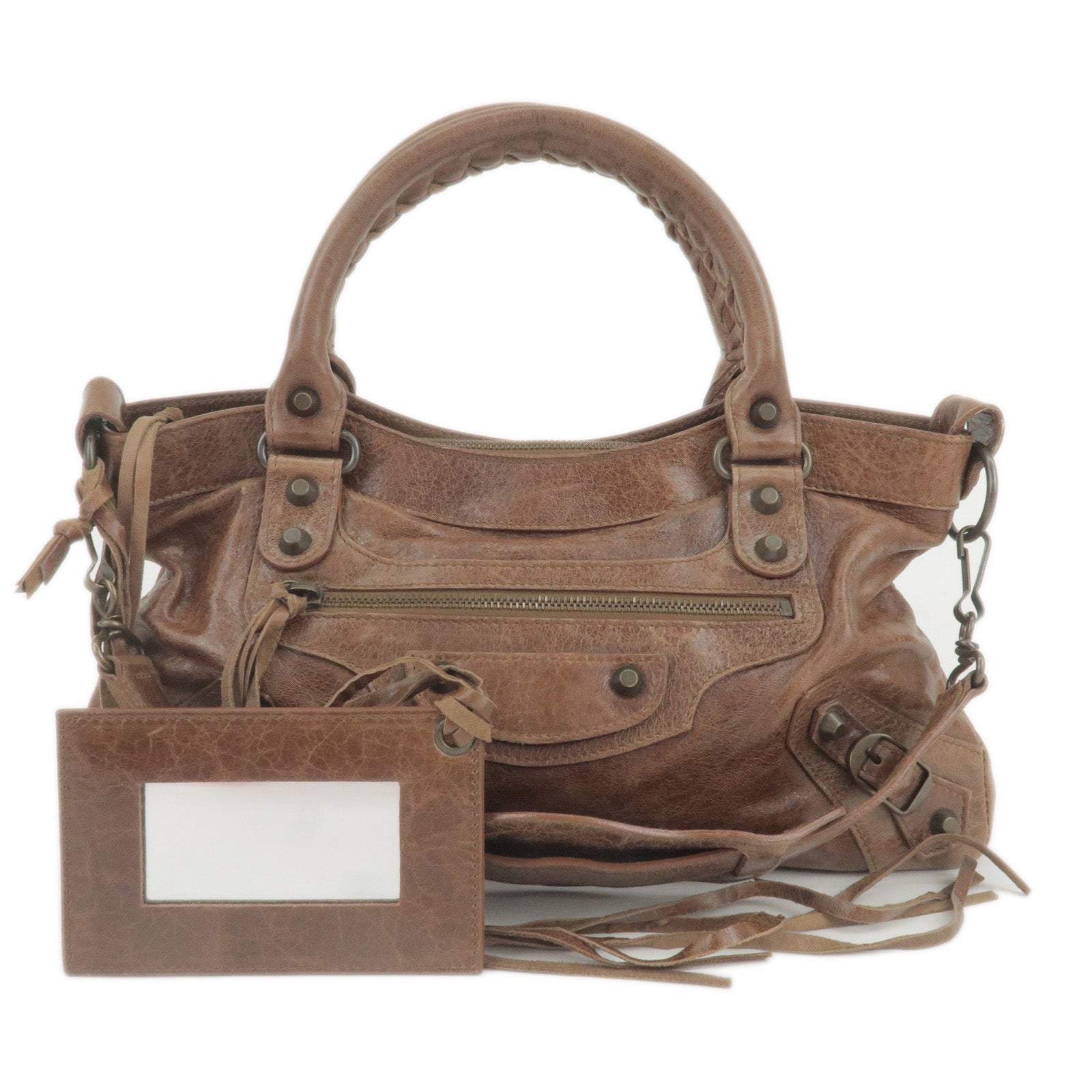 BALENCIAGA-The-First-Leather-2Way-Hand-Bag-Brown-103208