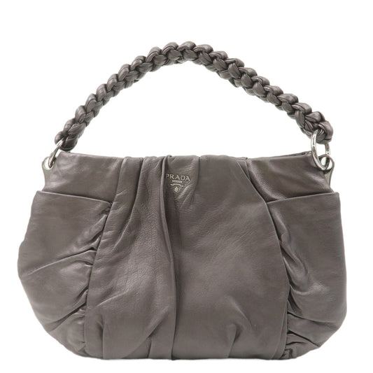 PRADA-Leather-Shoulder-Bag-Hand-Bag-Metaric-Grey