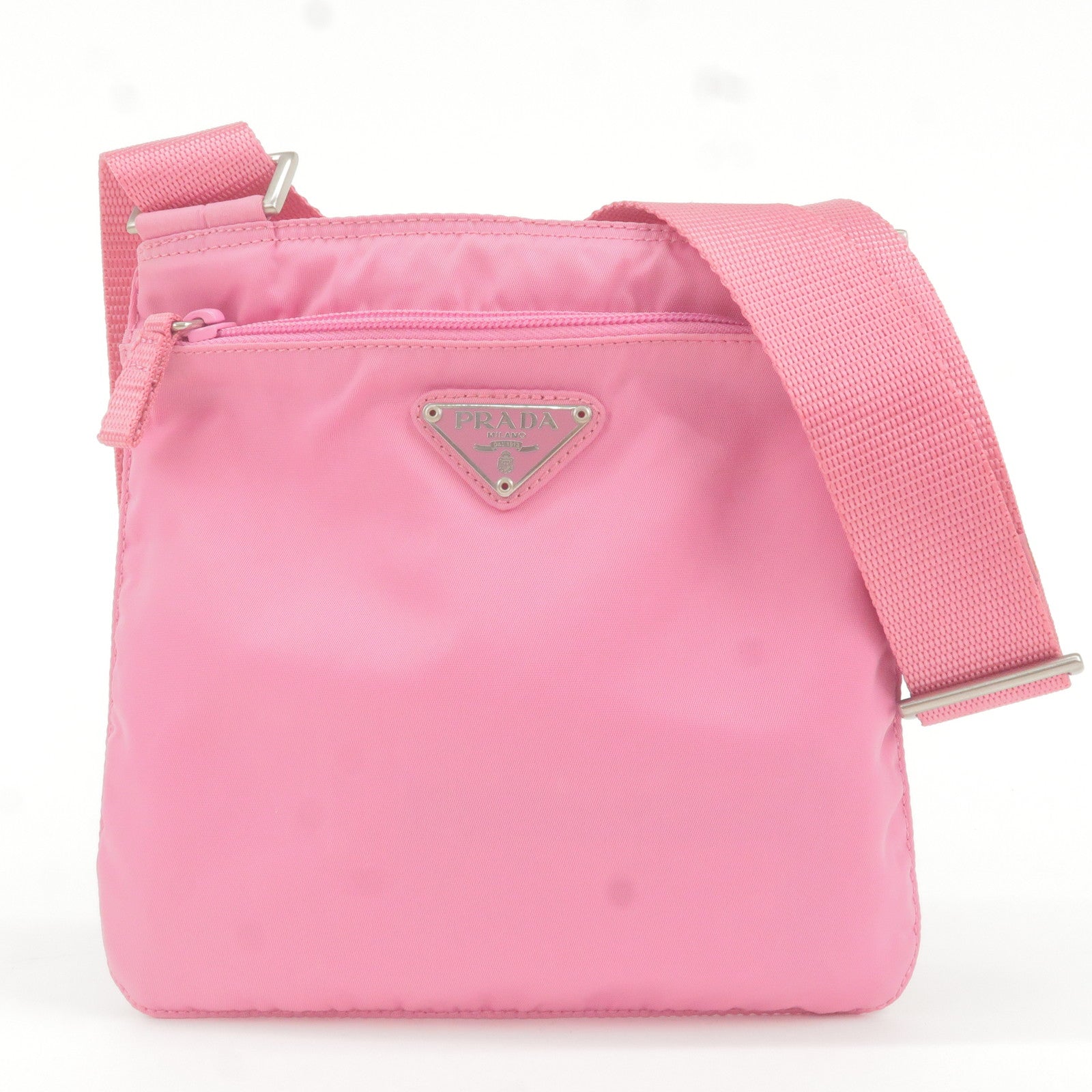 Prada triangle logo leather tote bag Blau Logo Bag Nylon Pink B7372 dct Crossbody PRADA Bag ep vintage luxury Store Shoulder Purse