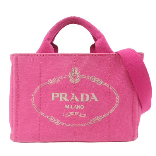 PRADA-Logo-Canapa-Mini-Canvas-2Way-Shoulder-Bag-Pink-B2439G