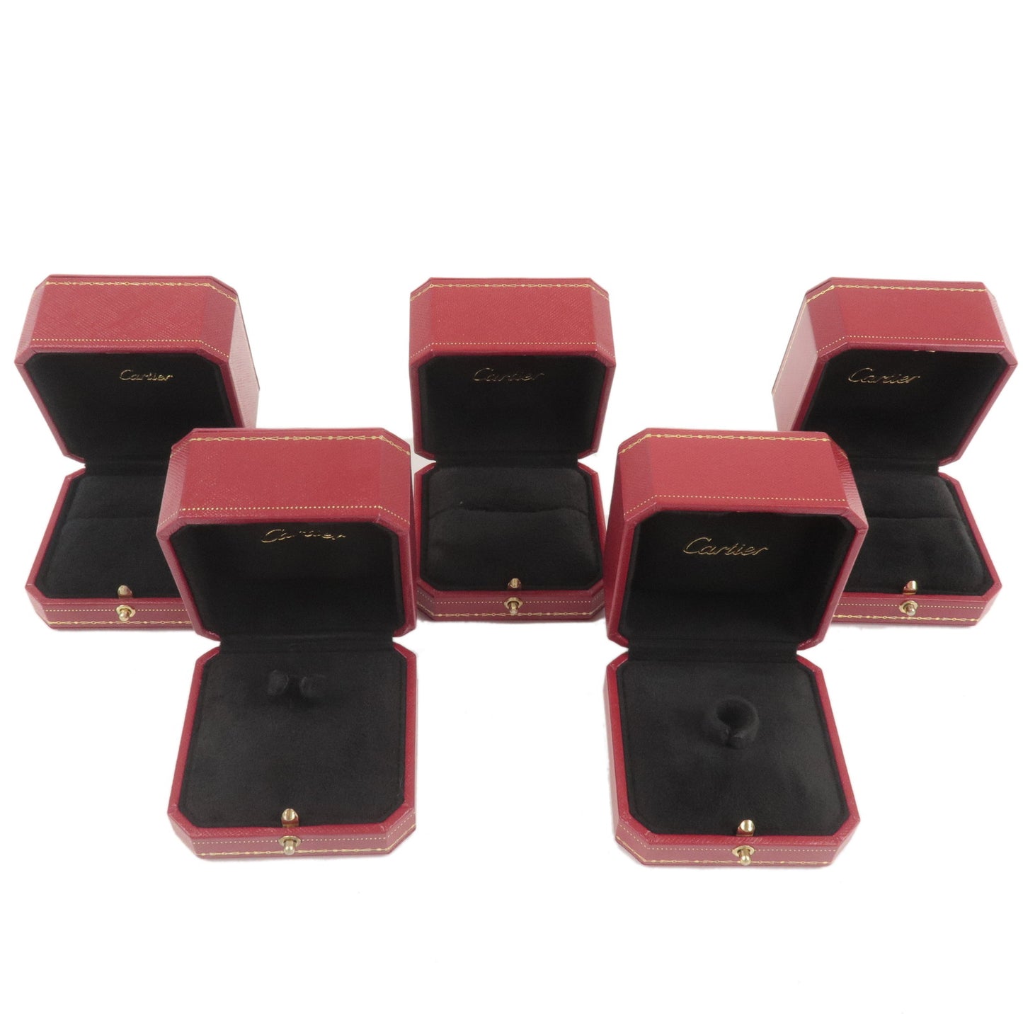 Cartier Set of 5 Ring Box Jewelry Box For Ring Red