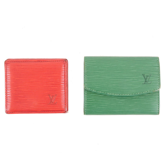 Louis-Vuitton-Epi-Porte-Monnaie-Boite-Simple-Coin-Case-Red-Green