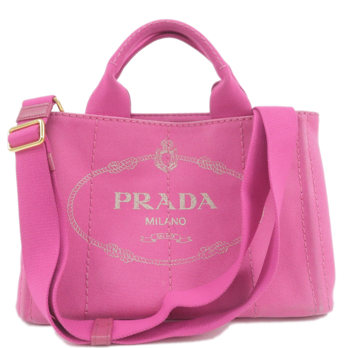 PRADA-Canapa-Mini-Canvas-2Way-Bag-Shoulder-Bag-Pink-1GB439