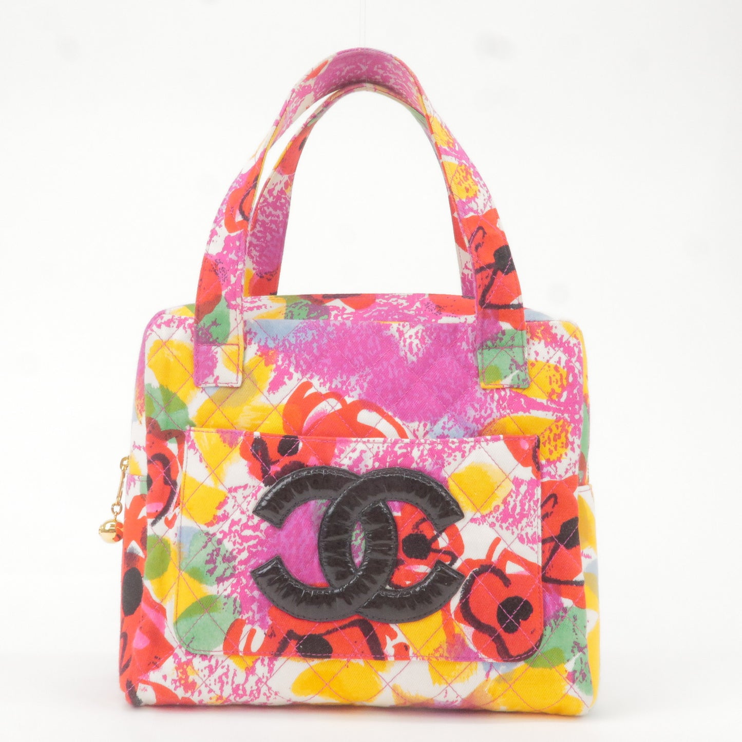 CHANEL Canvas Patent Leather Hand Bag Purse Multi Color