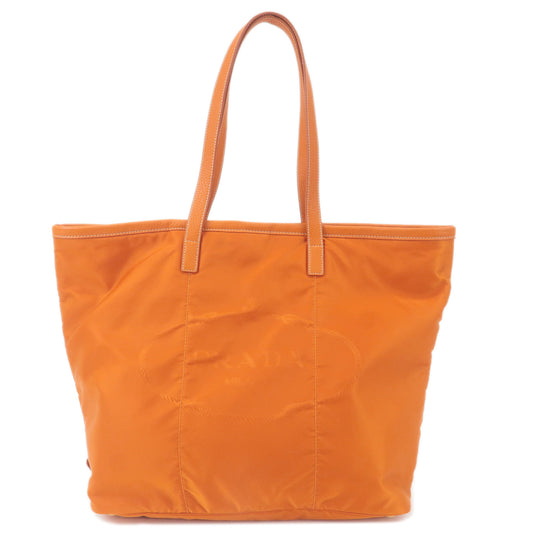 PRADA-Nylon-Leather-Tote-Bag-Shoulder-Bag-Orange-BR4634