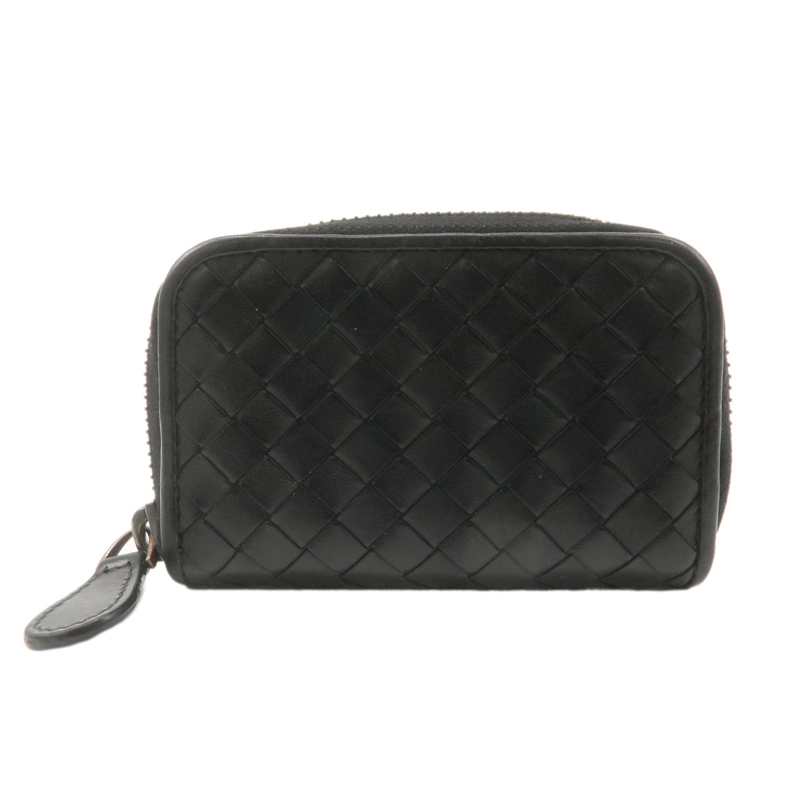 BOTTEGA-VENETA-Intrecciato-Leather-Coin-Case-Coin-Purse-Black