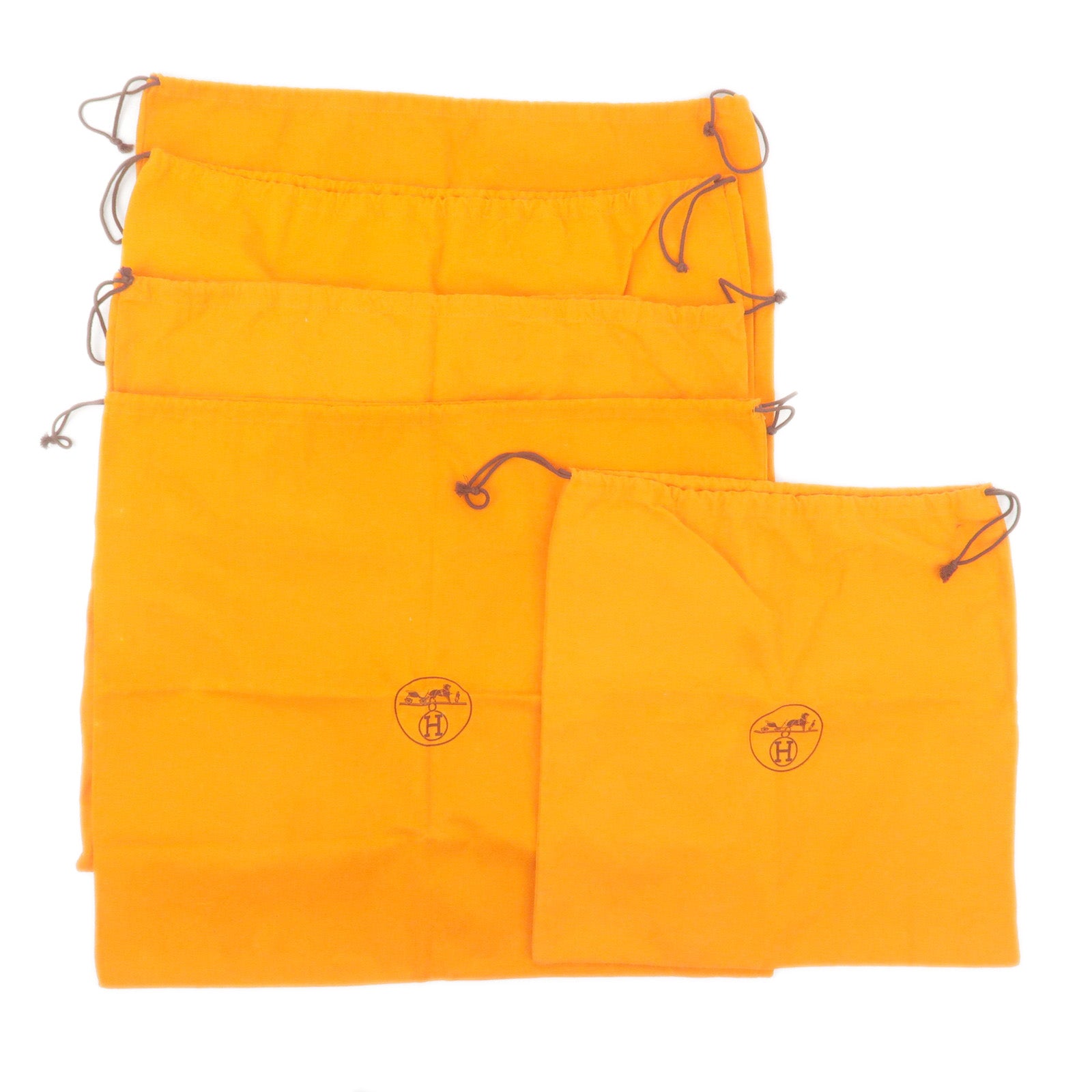 Hermes-Set-of-5-Dust-Bag-Storage-Bag-Cotton-Orange