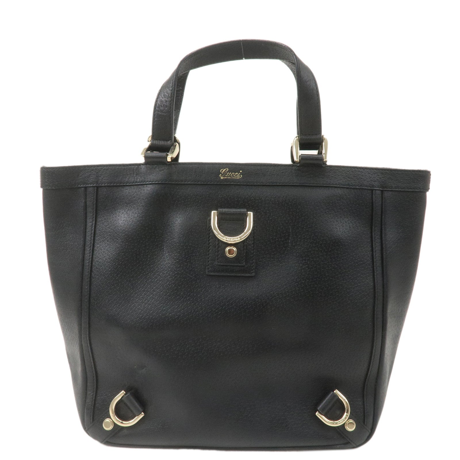 GUCCI-Abbey-Leather-Tote-Bag-Hand-Bag-Black-130739