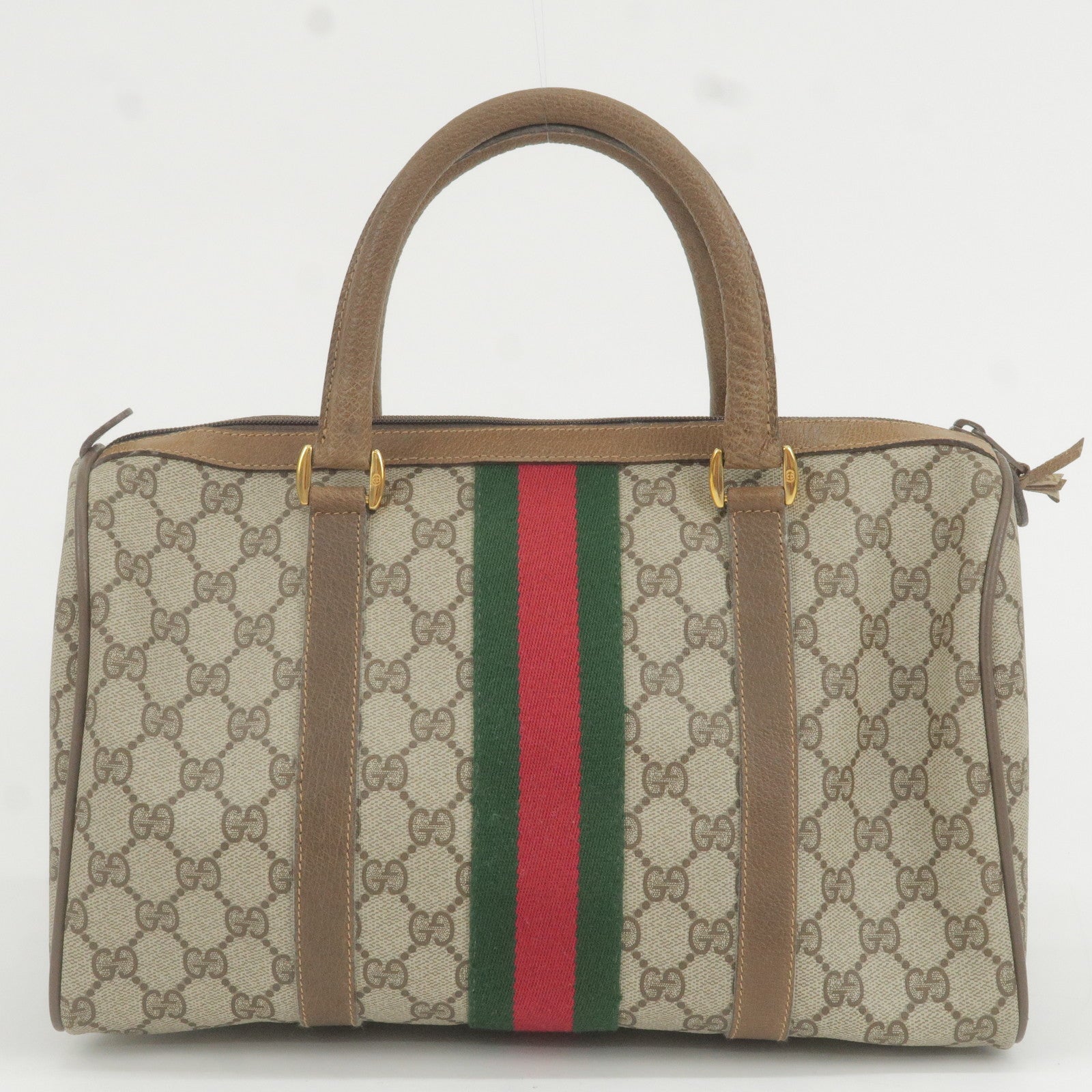 GUCCI Sherry Old Gucci GG Plus Leather Boston Bag 39.02.007 dct