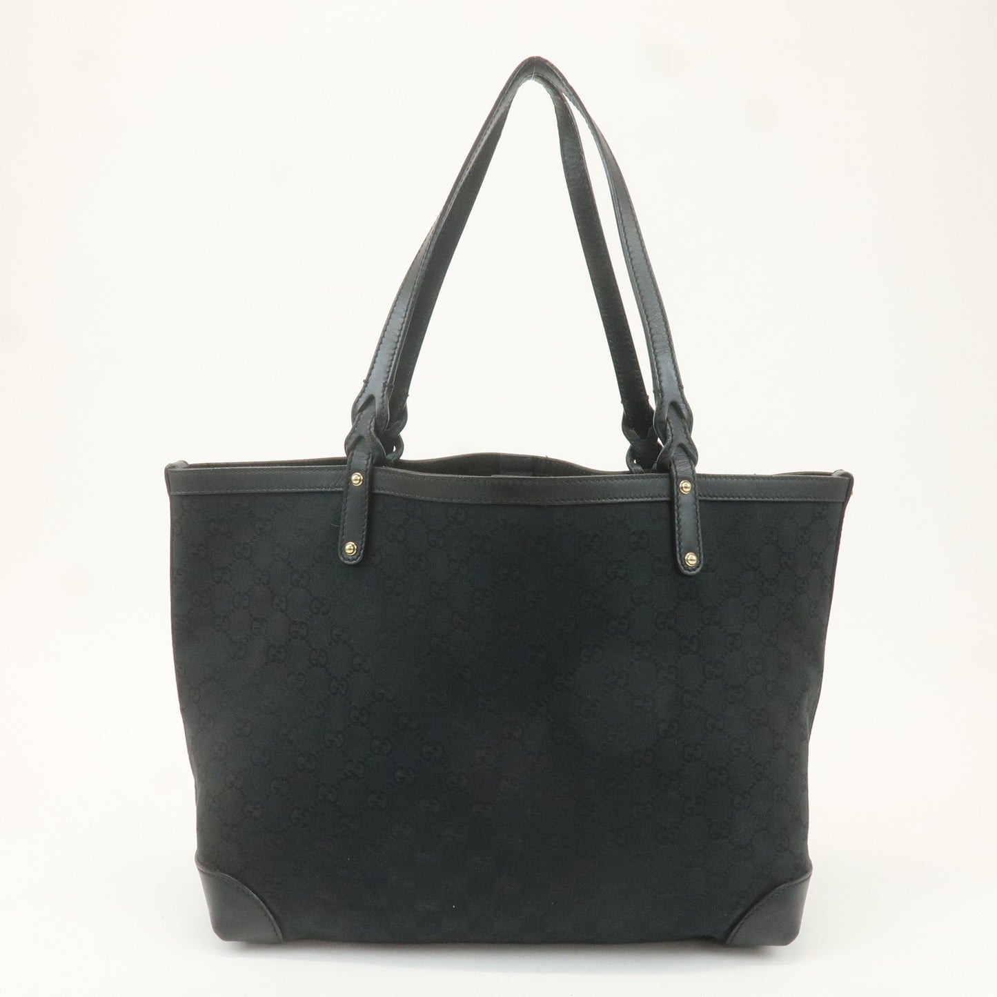 GUCCI GG Canvas Leather Tote Bag With Pouch Black 247209