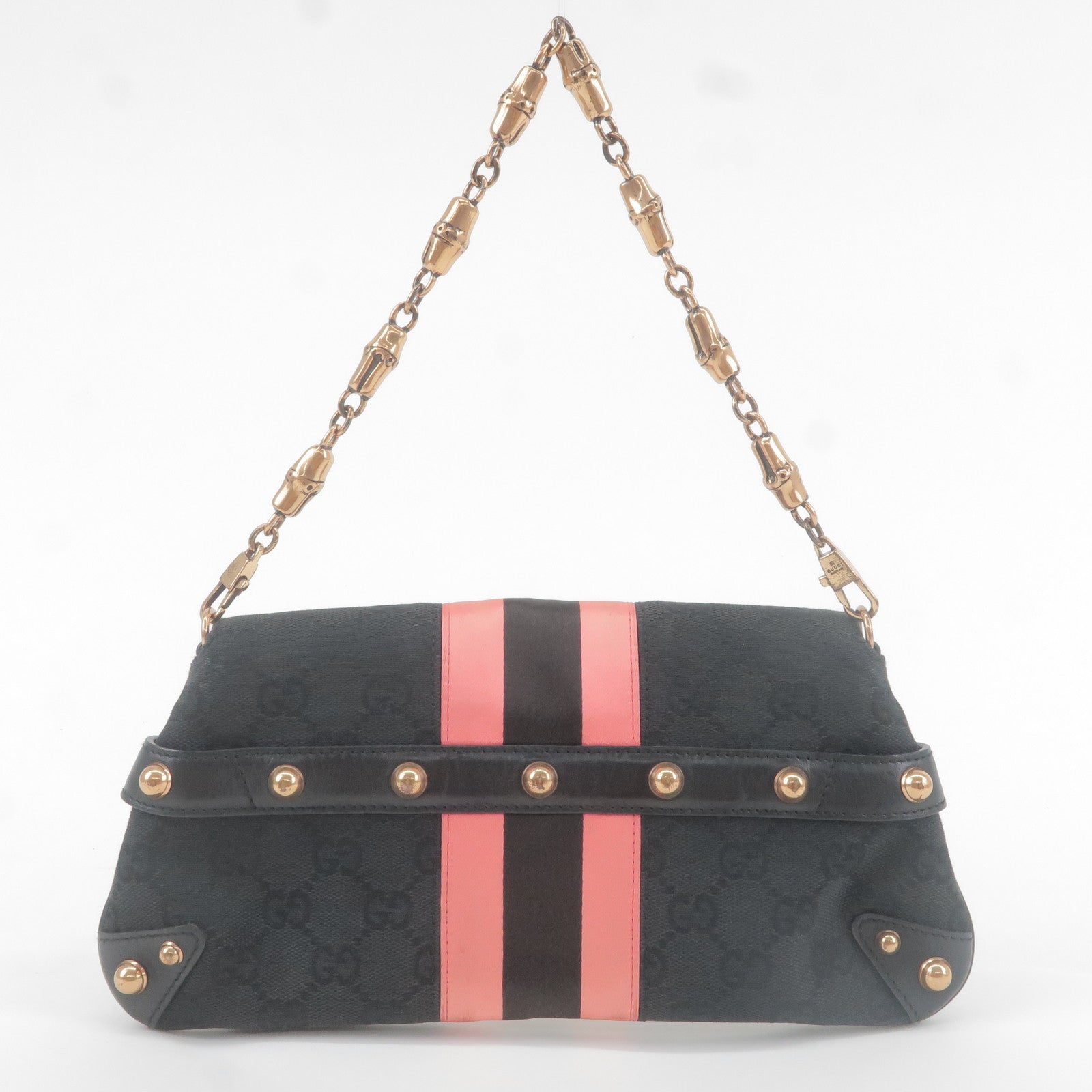 GG Horsebit Bag Black Canvas Leather 129497 Gucci