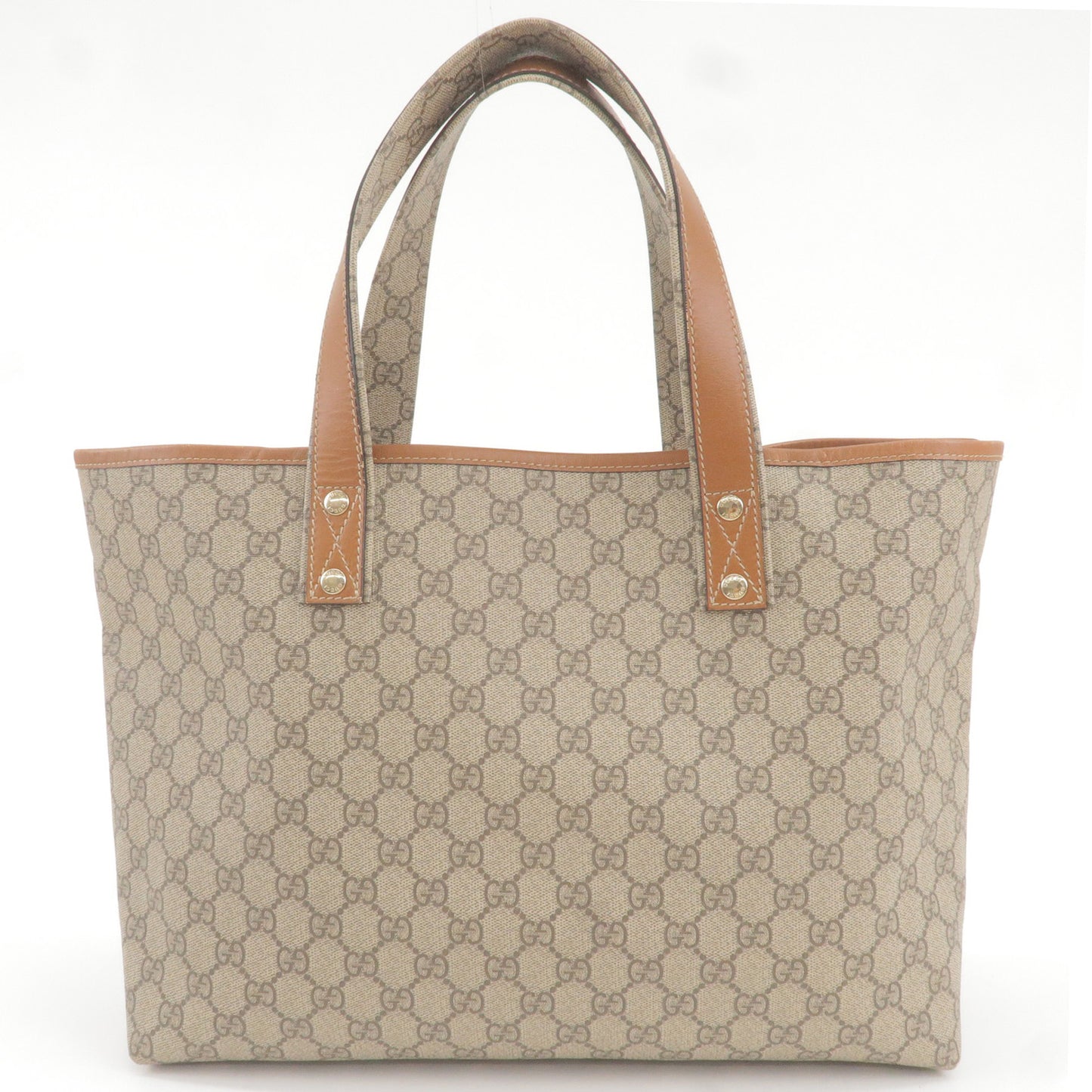 GUCCI Sherry GG Supreme Leather Tote Bag Brown Beige 211134